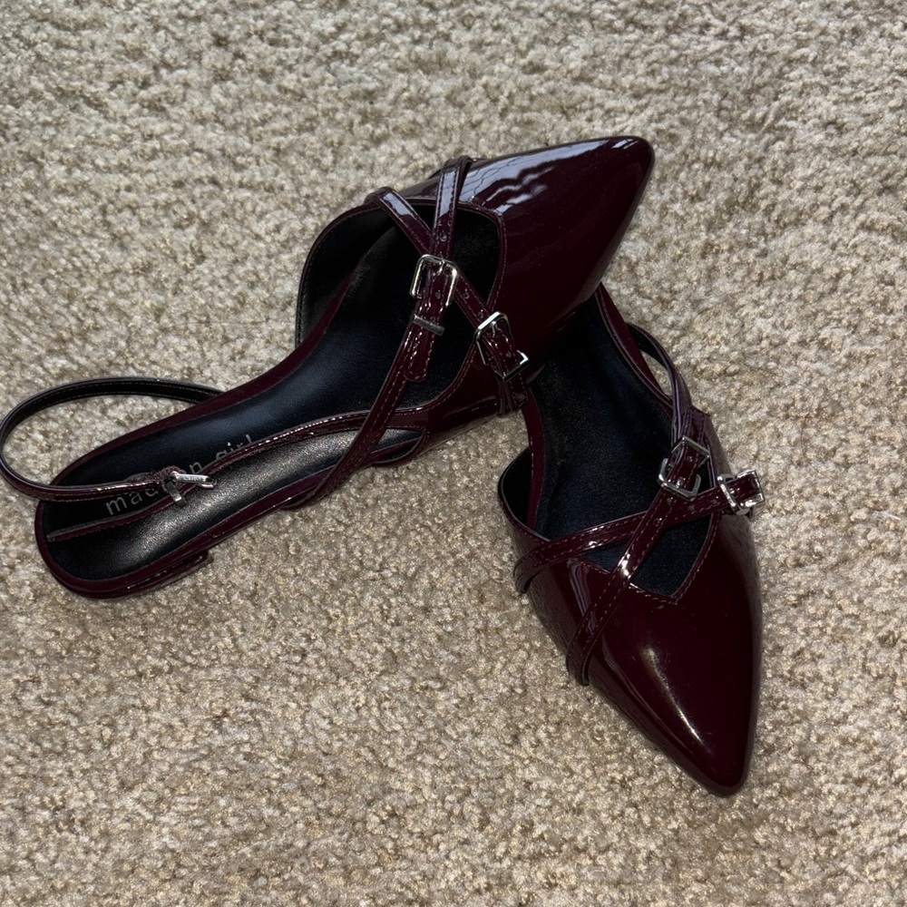 Burgundy Madden Girl Slingback Flats perfect for any outfit during fall/winter.